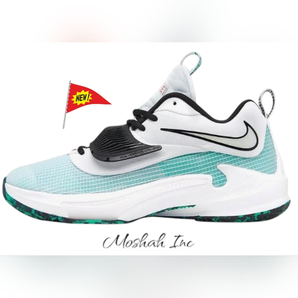 Nike Kids Boy's Freak 3 (Big Kid) White/Black/Clear Emerald/Total Orange 6 Y - Picture 2 of 10